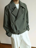 Washed Lace Up Button Jacket