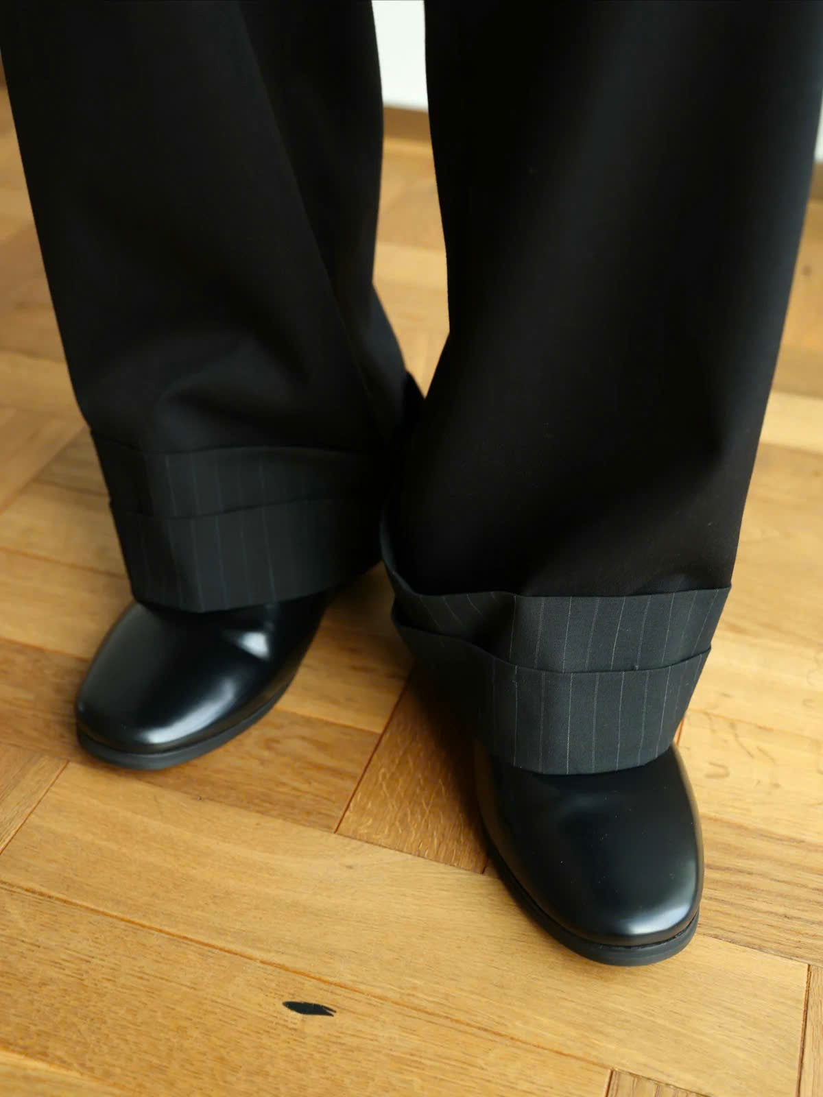 Rolled Up Pinstriped Trousers