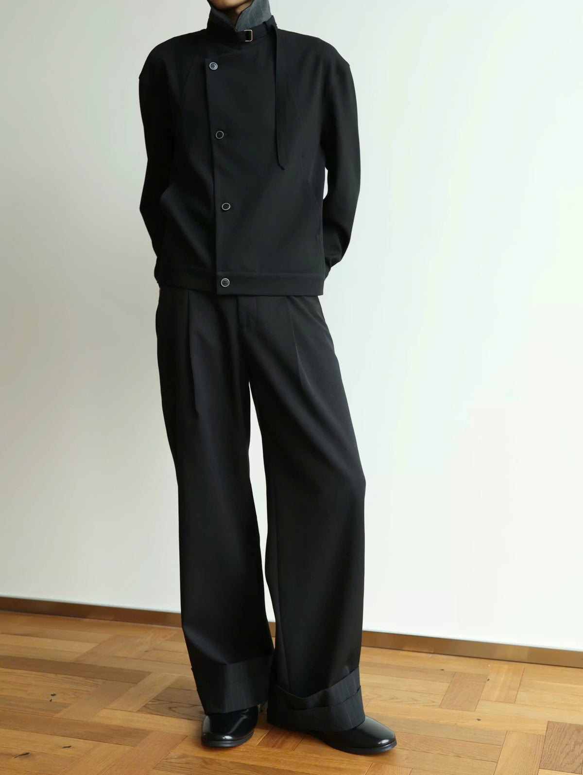 Rolled Up Pinstriped Trousers