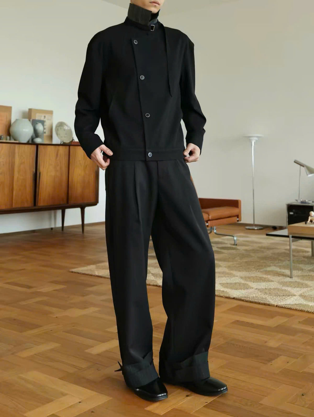 Rolled Up Pinstriped Trousers