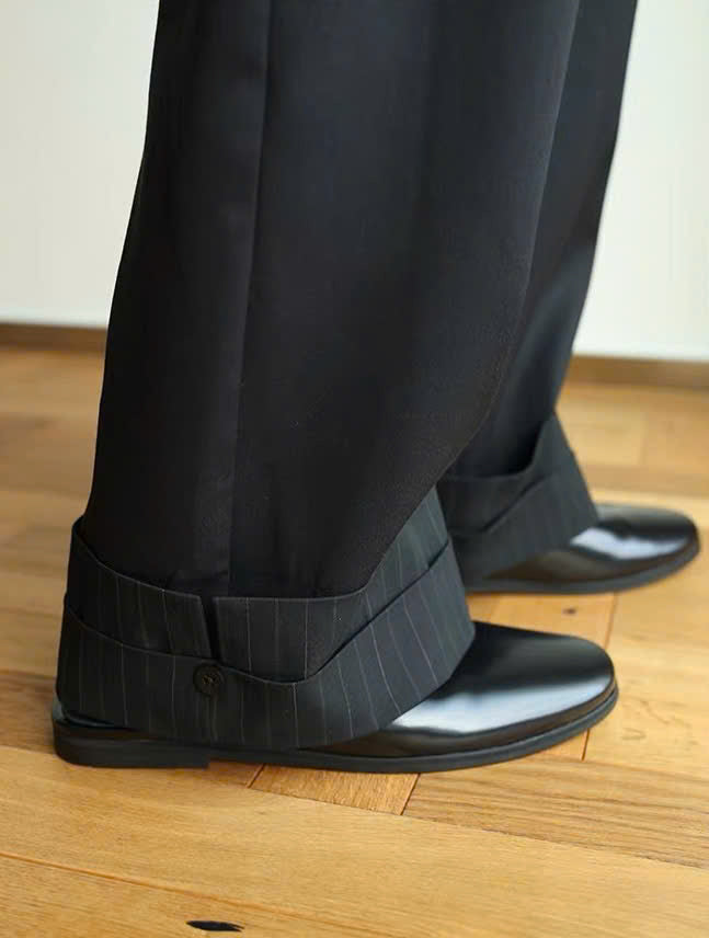 Rolled Up Pinstriped Trousers