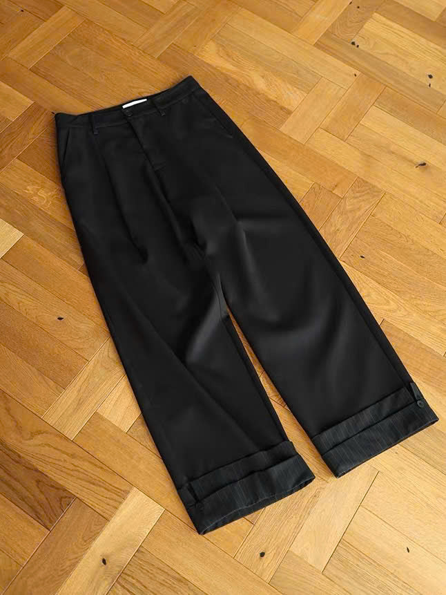 Rolled Up Pinstriped Trousers