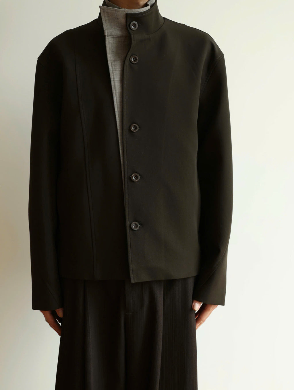 Layered Stand Collar Jacket