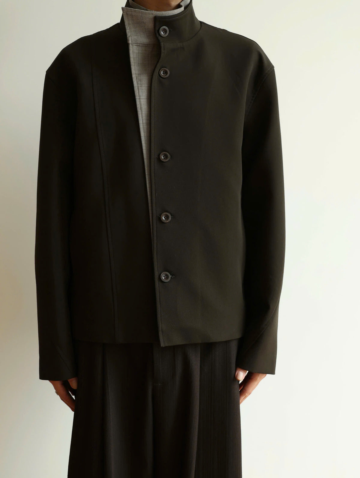 Layered Stand Collar Jacket