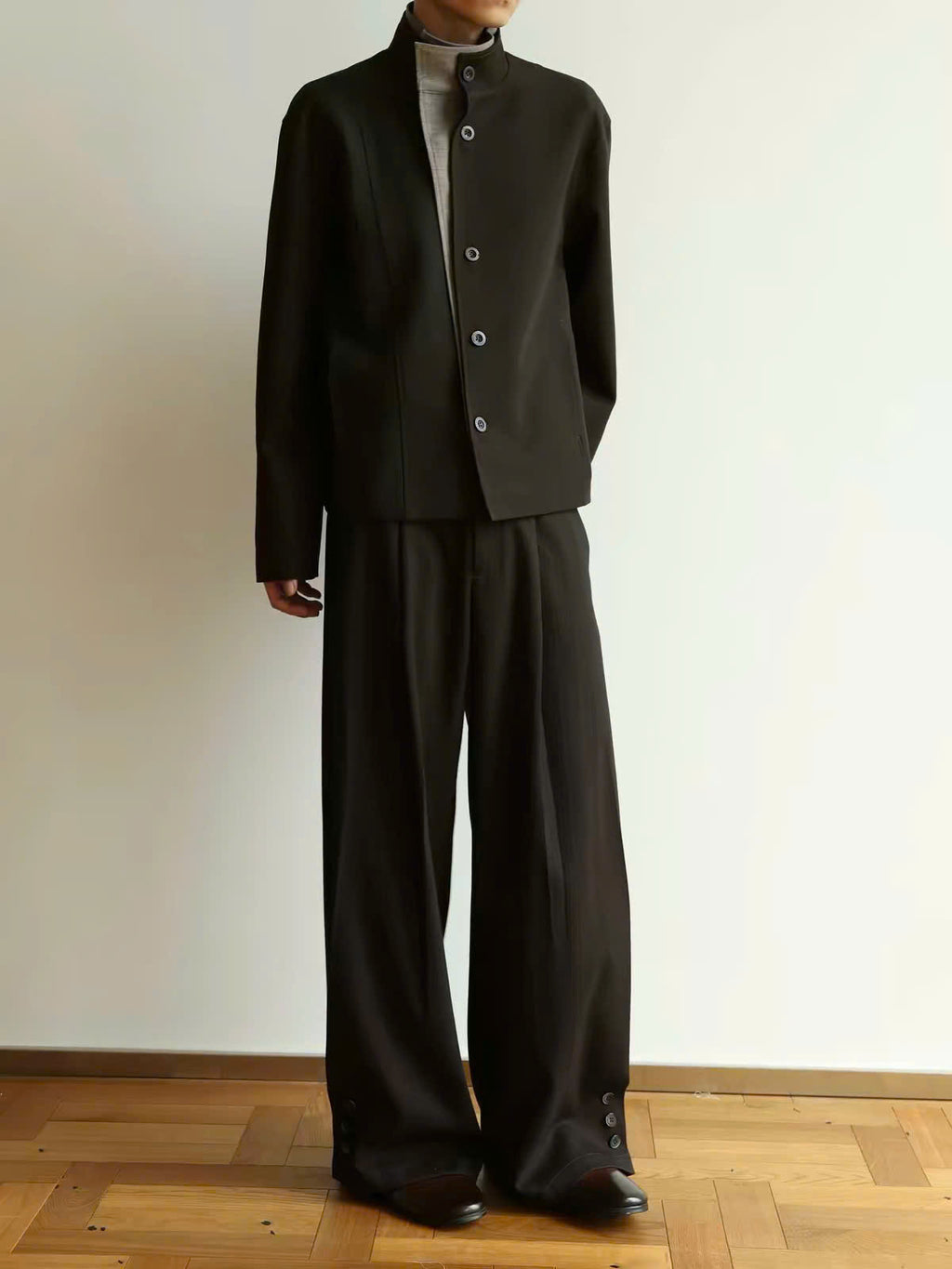 Layered Stand Collar Jacket