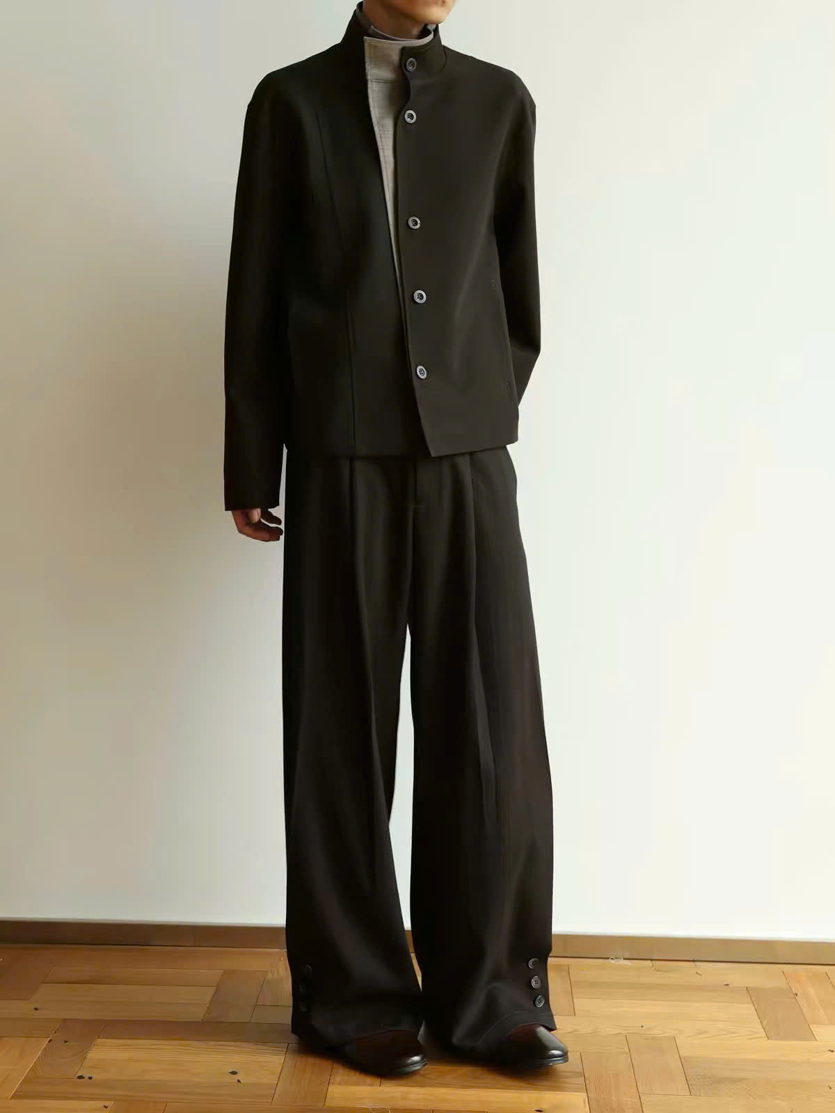 Layered Stand Collar Jacket