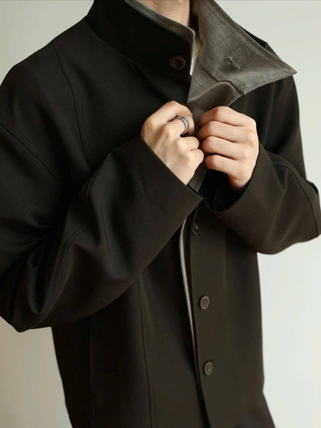Layered Stand Collar Jacket