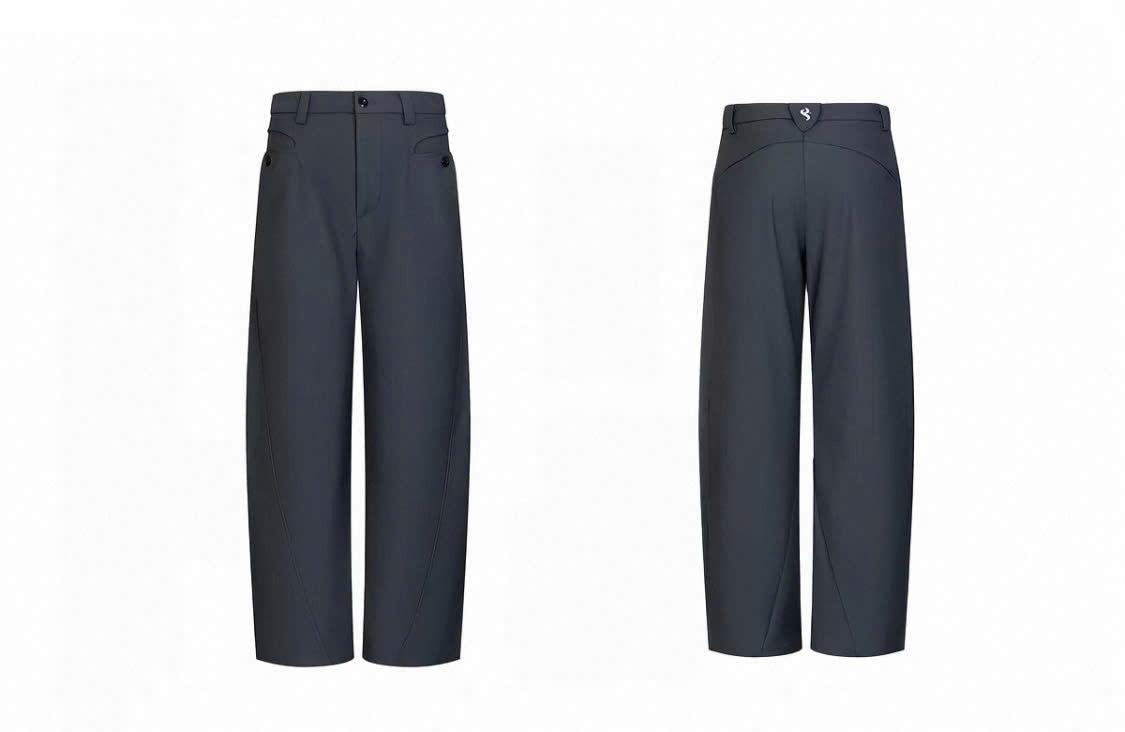 Curved-Knife Relaxed Trousers