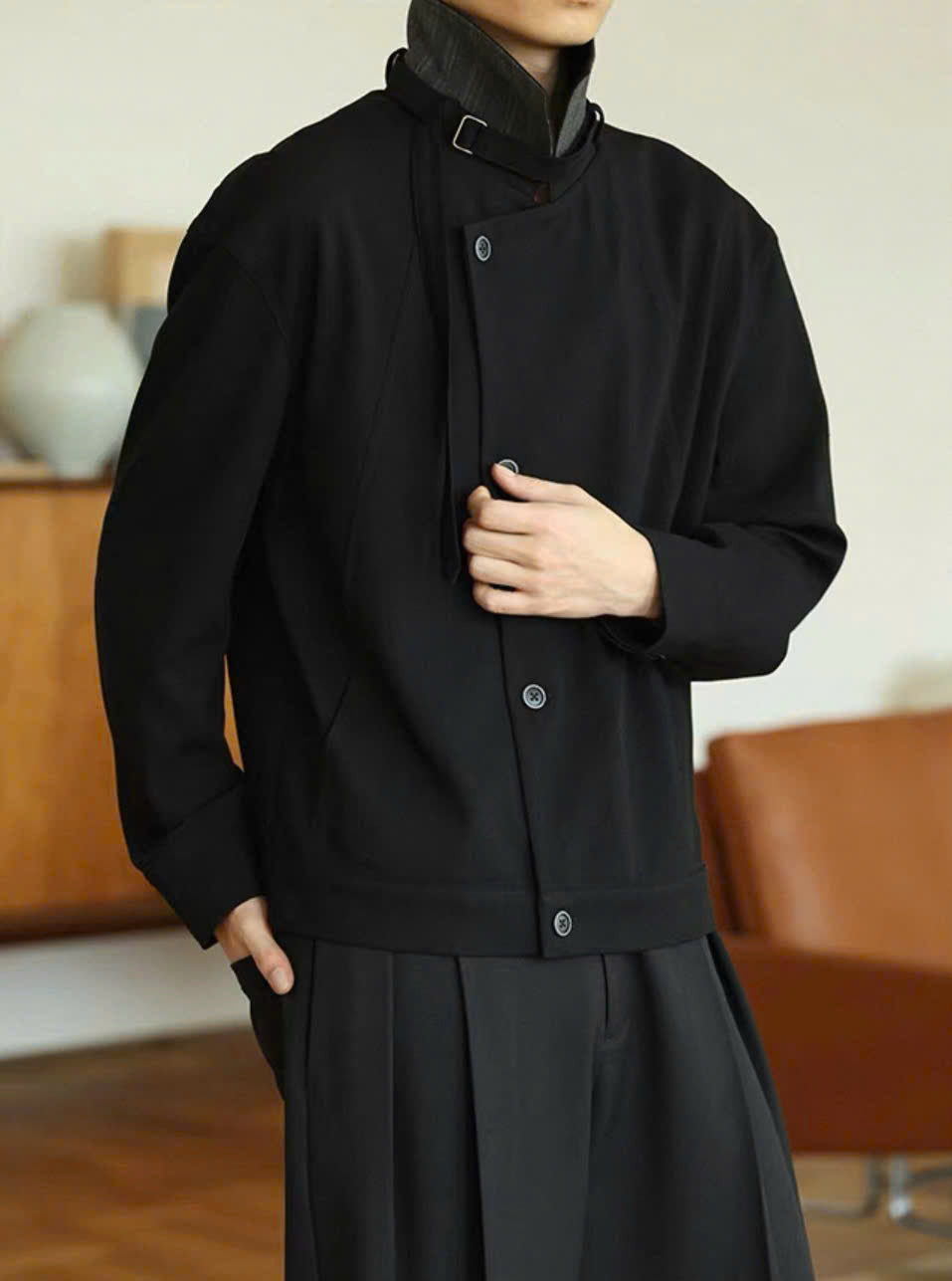 Textured Cross-Strap Jacket