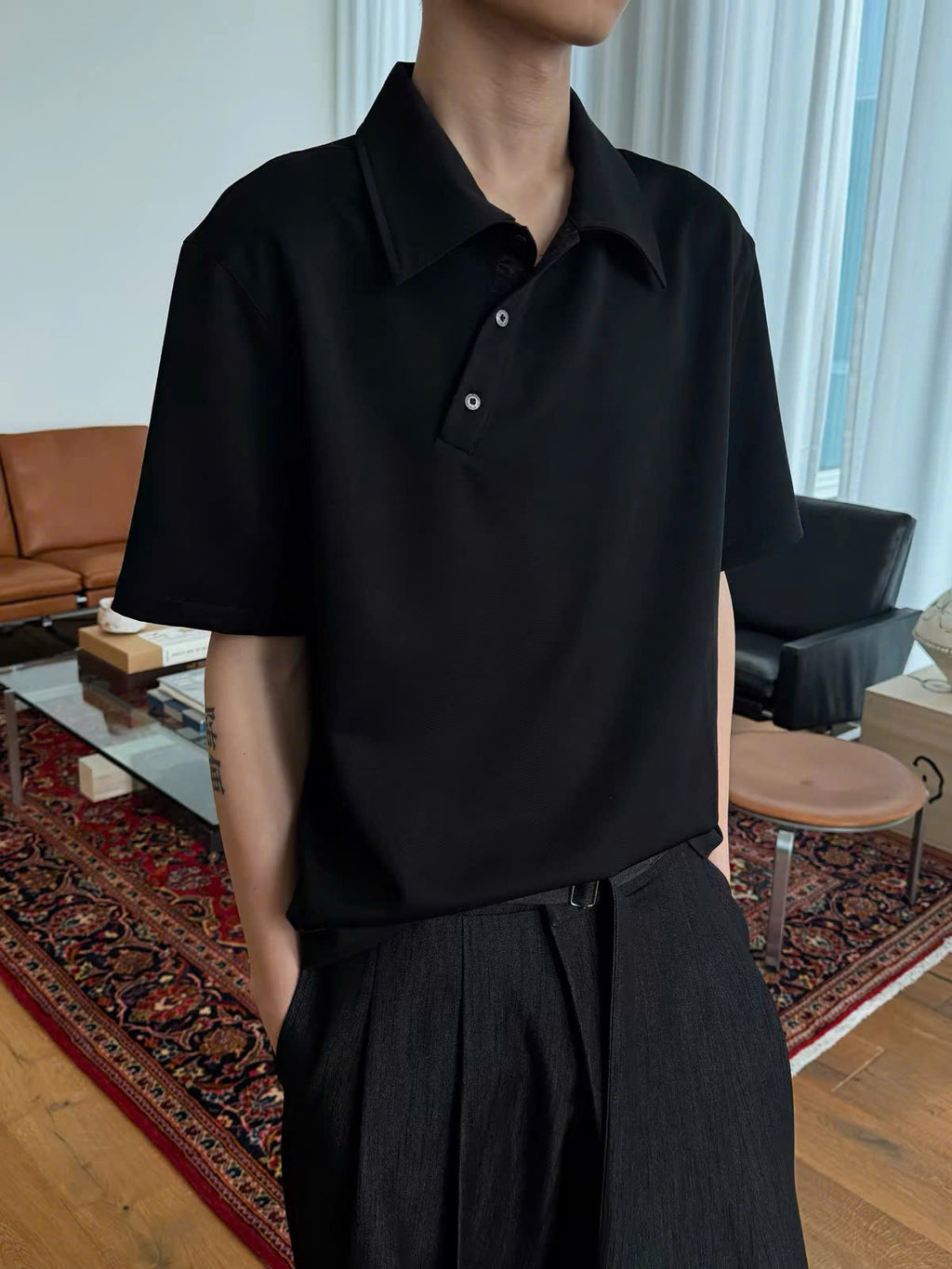 Asymmetric Placket Polo