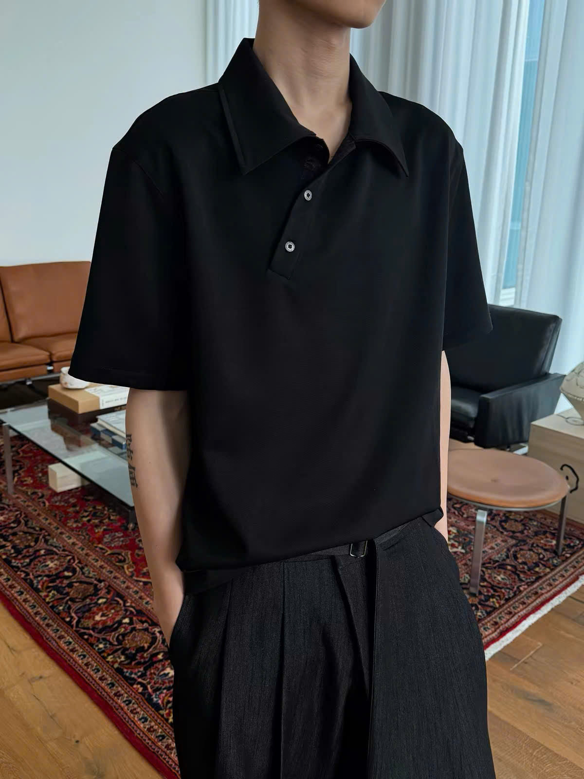 Asymmetric Placket Polo