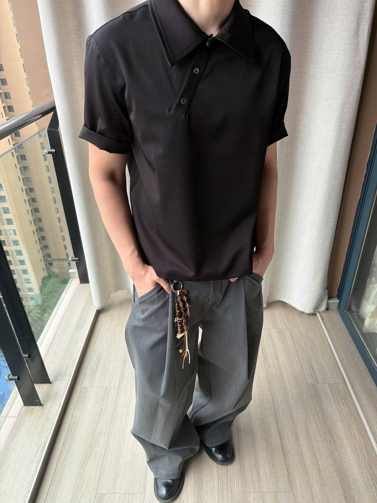 Asymmetric Placket Polo