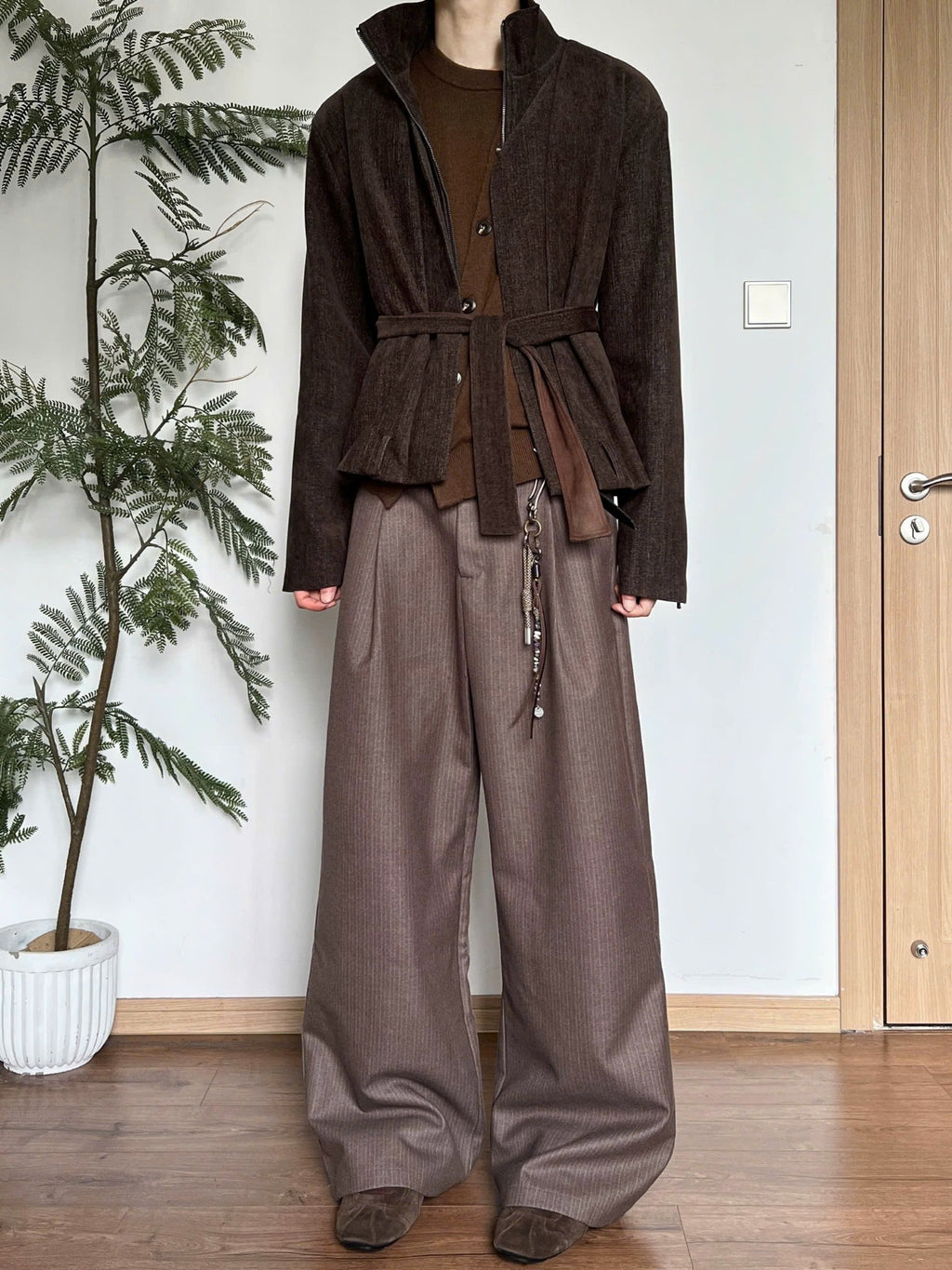 Striped Loose A-Line Straight Pants