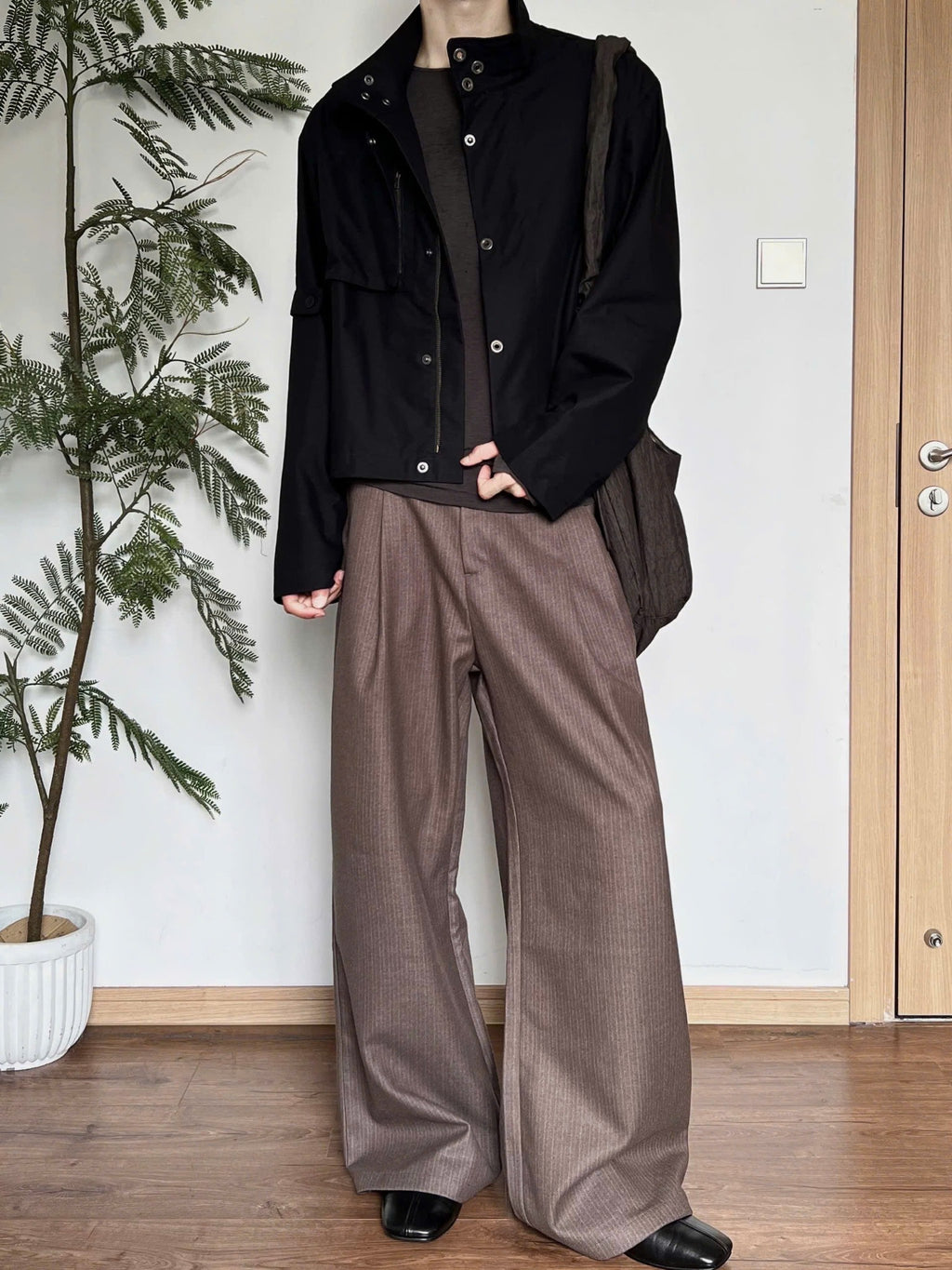 Striped Loose A-Line Straight Pants