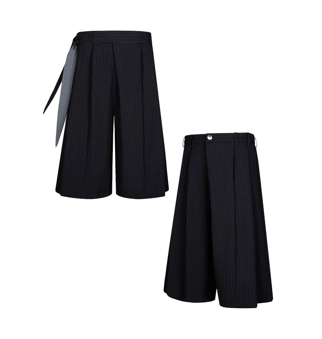 Striped Pleated Shorts
