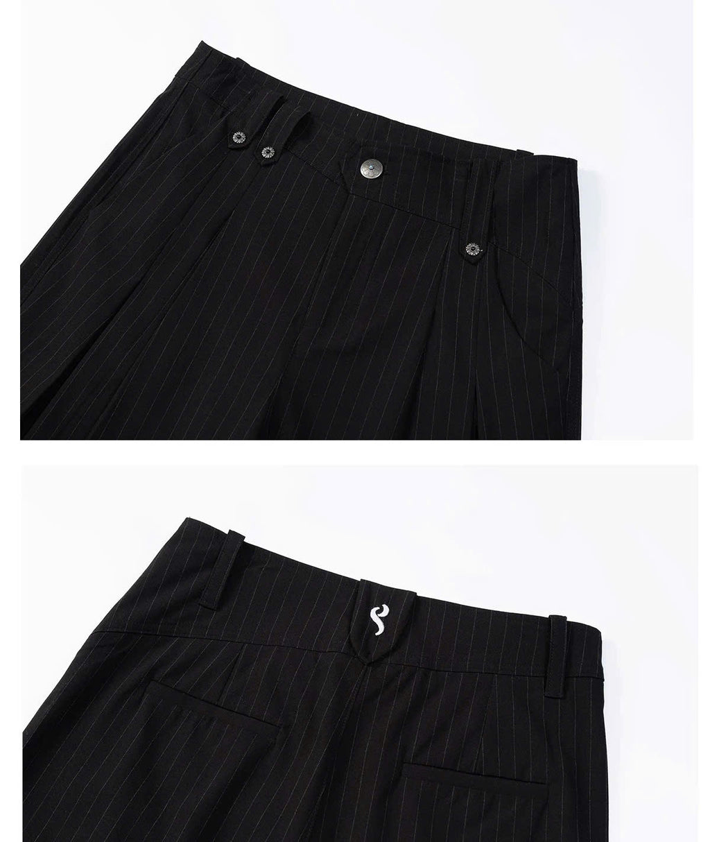 Striped Pleated Trousers